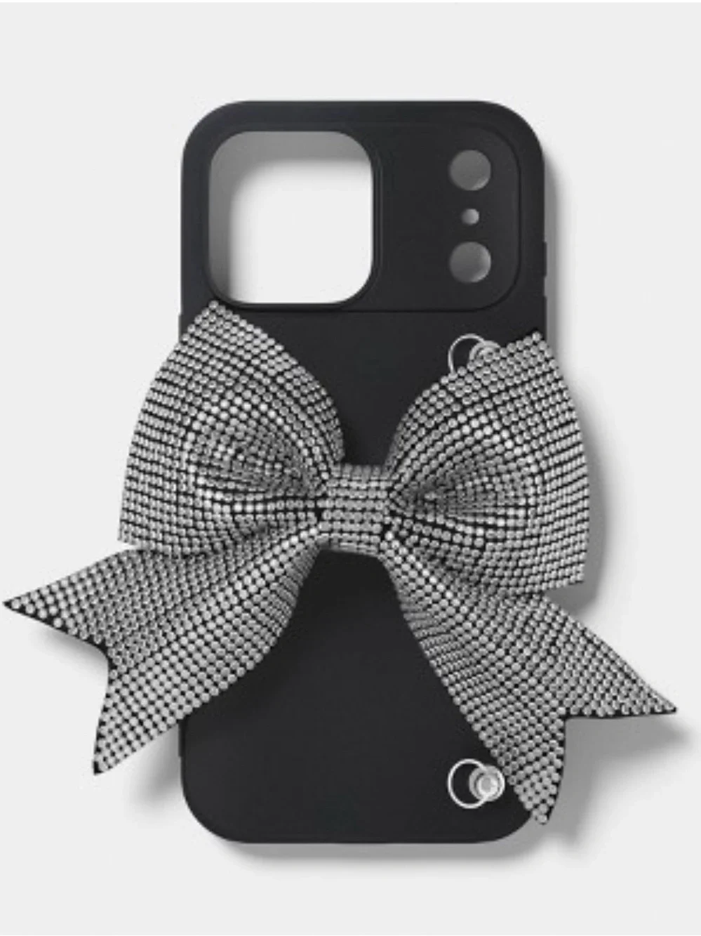 heyday Black Phone Case with Sparkling Silver Bow Accent